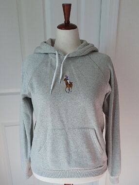Ralph Lauren Classic Women's Light Gray Hoodie w/ Polo Player Embroidery Large
